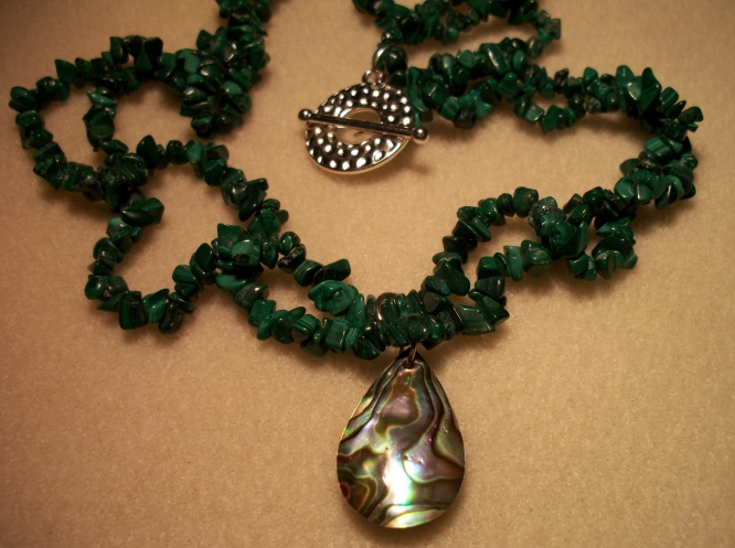 Malachite and Paua Shell Necklace